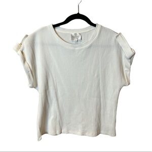 Anthropologie Line & Dot Cream Cropped Top Size M